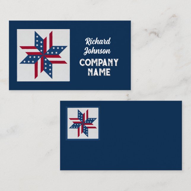 patriotic quilt block pattern Stars and Stripes  Business Card (Front/Back)