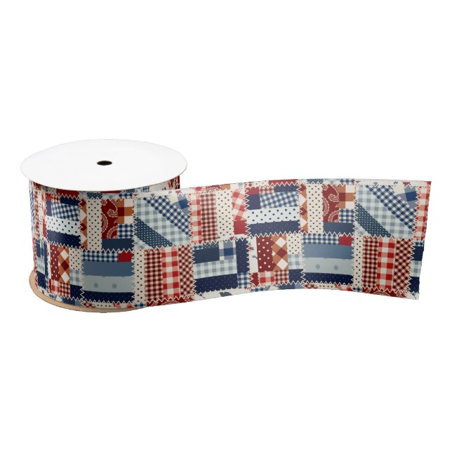 Patriotic Quilt Ribbon Satin Ribbon (Spool)