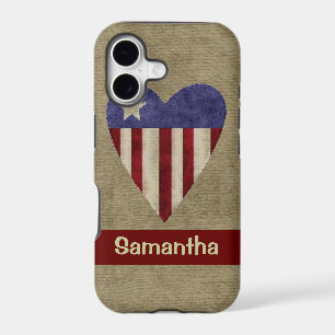 Patriotic quilted heart customisable iphone 5 case