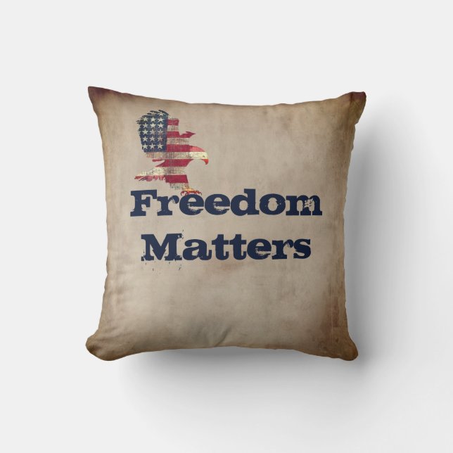 Patriotic Quote with Flag Eagle Cushion (Front)