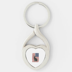 Patriotic Rabbit American Flag Vintage Engraving S Key Ring