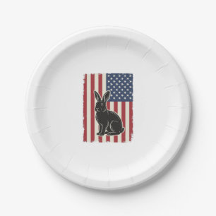 Patriotic Rabbit American Flag Vintage Engraving S Paper Plate