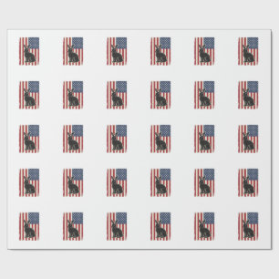 Patriotic Rabbit American Flag Vintage Engraving S Wrapping Paper