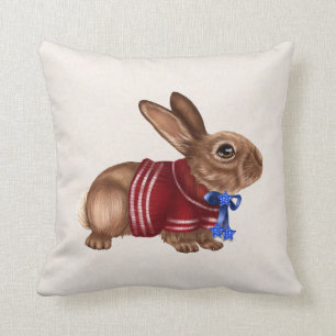 Patriotic Rabbit throw Pillow