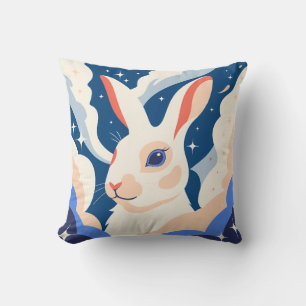 Patriotic Rabbit with American Flag Design Cushion