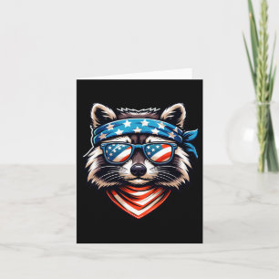 Patriotic Racoon 4th Of July American Flag Trash Card