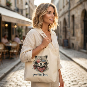 Patriotic Racoon 4th of July USA Flag Tote Bag