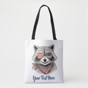 Patriotic Racoon 4th of July USA Flag Tote Bag