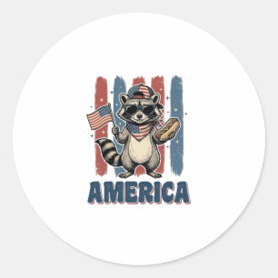 Patriotic Racoon America Vintage Shirt Design_1 Classic Round Sticker