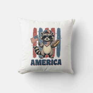 Patriotic Racoon America Vintage Shirt Design_1 Cushion