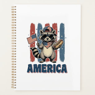 Patriotic Racoon America Vintage Shirt Design_1 Planner