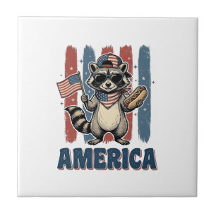 Patriotic Racoon America Vintage Shirt Design_1 Tile