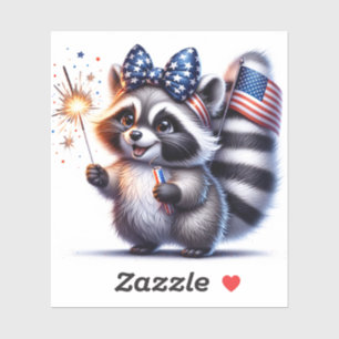 Patriotic Racoon back to school Stickers