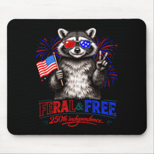 Patriotic Racoon Feral And Free 250th Mouse Mat