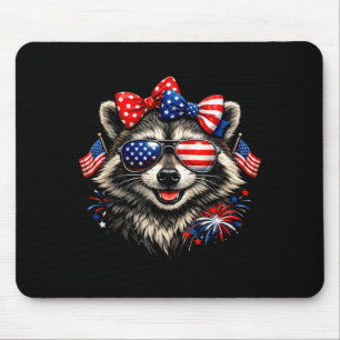 Patriotic racoon funny american flag bow 4th ofPa Mouse Mat