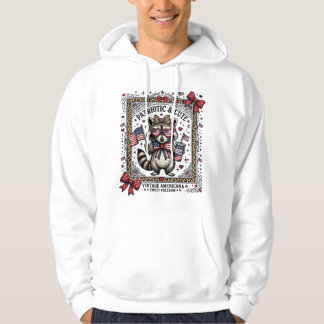 Patriotic Racoon Vintage Hoodie