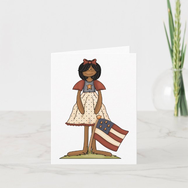 Patriotic Rag Doll Girl Americana Folk  Card (Creator Uploaded)