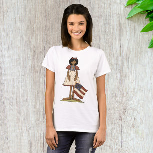 Patriotic Rag Doll Girl Americana Folk  T-Shirt