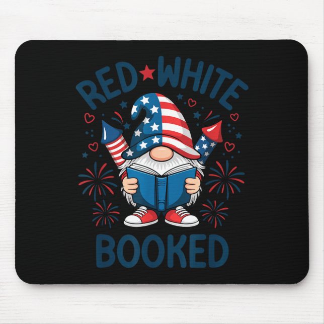 Patriotic Reader Red White Booked Firework Mouse Mat (Front)