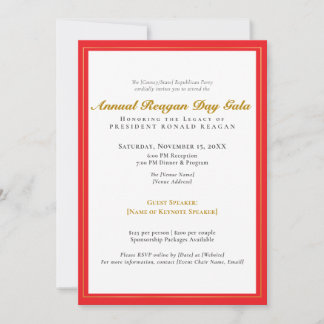 Patriotic Reagan Day Gala Fundraiser Republican Invitation