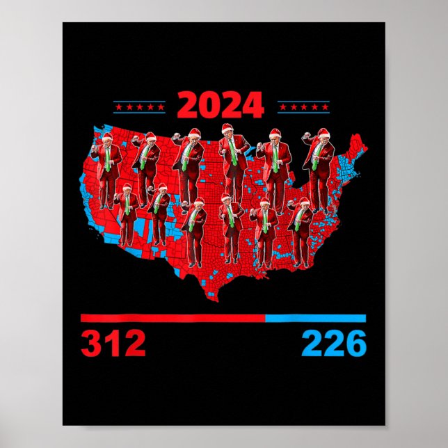 Patriotic Red And Blue Map County Election Map Fun Poster (Front)