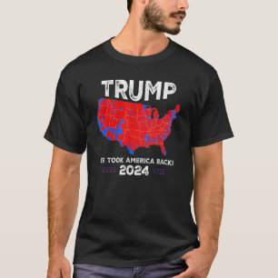 Patriotic Red and Blue Map Donald Trump WE WON 202 T-Shirt