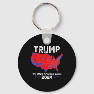 Patriotic Red And Blue Map, Donald Trump, We Won 2 Key Ring
