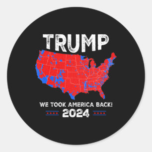 Patriotic Red And Blue Map Funny Trump Fan Classic Round Sticker