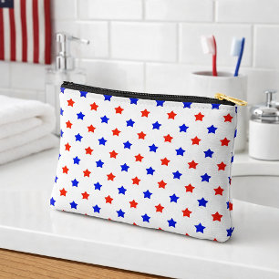 Patriotic Red and Blue Star Modern Pattern Accessory Pouch