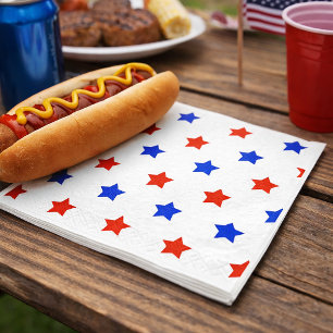 Patriotic Red and Blue Star Pattern Napkin
