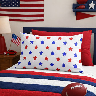Patriotic Red and Blue Star Pattern Pillowcase