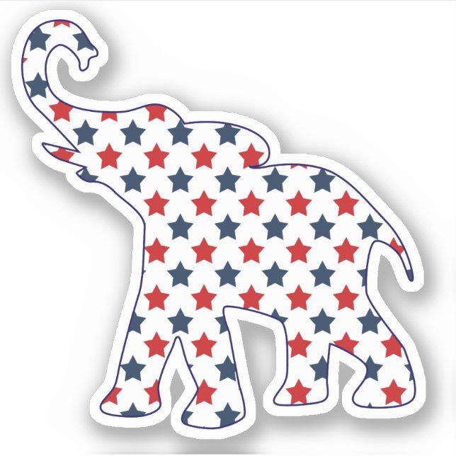 Patriotic Red and Blue Stars Elephant Contour (Front)