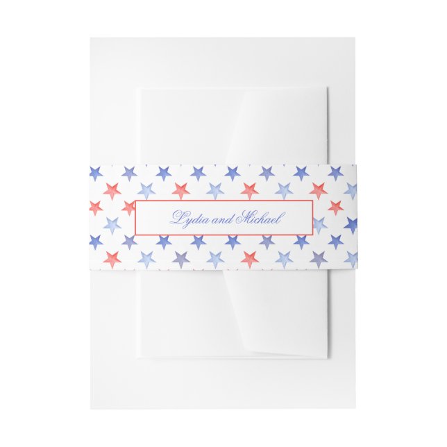 Patriotic Red and Blue Stars Invitation Belly Band (Front Example)