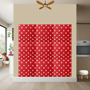 Patriotic Red and White Stars Pattern Ceramic Tile