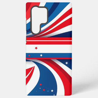 Patriotic Red Blue and White Waves with Stars Samsung Galaxy Case