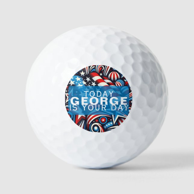 Patriotic Red Blue Personalised Golf Balls (Front)