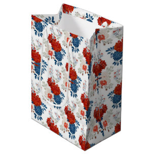 Patriotic Red Blue White Floral (1) Medium Gift Bag