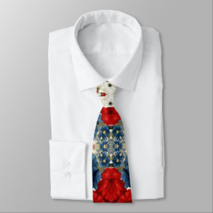 Patriotic Red Blue White Floral (2) Tie
