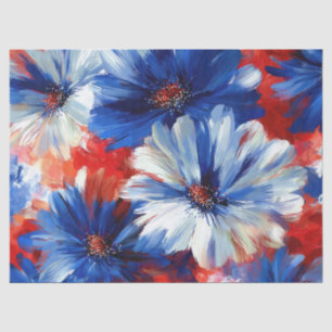 Patriotic Red Blue White Floral (6) Tissue Paper