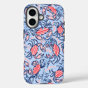 Patriotic Red Crabs Starfish Coastal i iPhone 16 Case