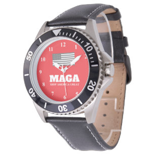 Patriotic red dial MAGA Trump watch for men