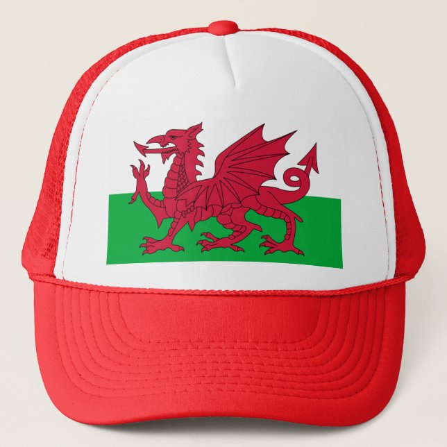 Patriotic Red Dragon Of Wales Sports Team Club Cap (Front)