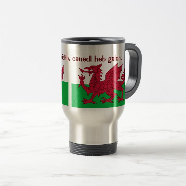 Patriotic Red Dragon Of Wales Travel Mug or Glass (Front Right)