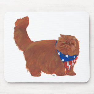 Patriotic Red Longhair Persian Cat Mouse Mat