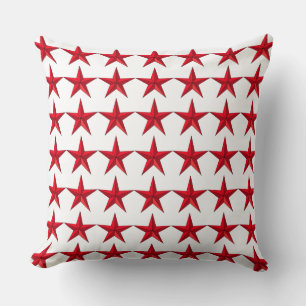 Patriotic Red Stars on White Field Accent Pillow