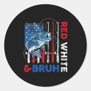 Patriotic Red White & Bruh America Fish Fishin Classic Round Sticker