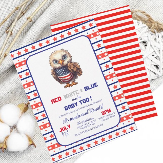 Patriotic Red White and Blue 4th July BBInvitation Invitation (Creator Uploaded)