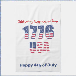 Patriotic Red White and Blue 4th of July Tea Towel