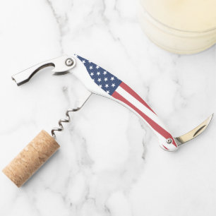 Patriotic Red White and Blue American Flag Corkscrew