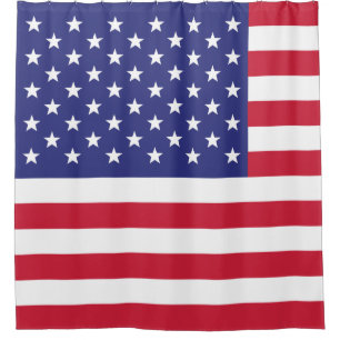 Patriotic Red White and Blue American Flag Shower Curtain